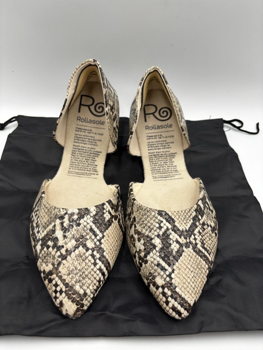 ROLLA'S Women's Snake Print Pointed Toe Flats - Beige